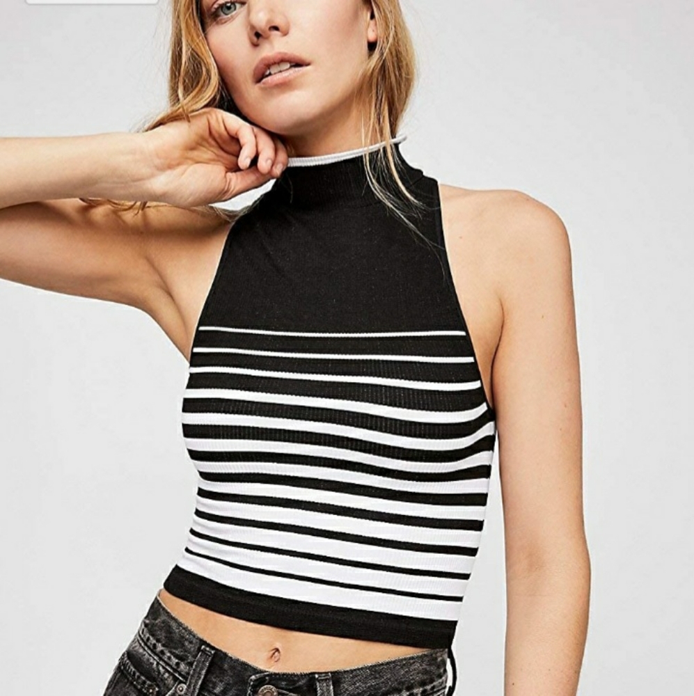Free People Black/White Gradient Stripe Tank M-L